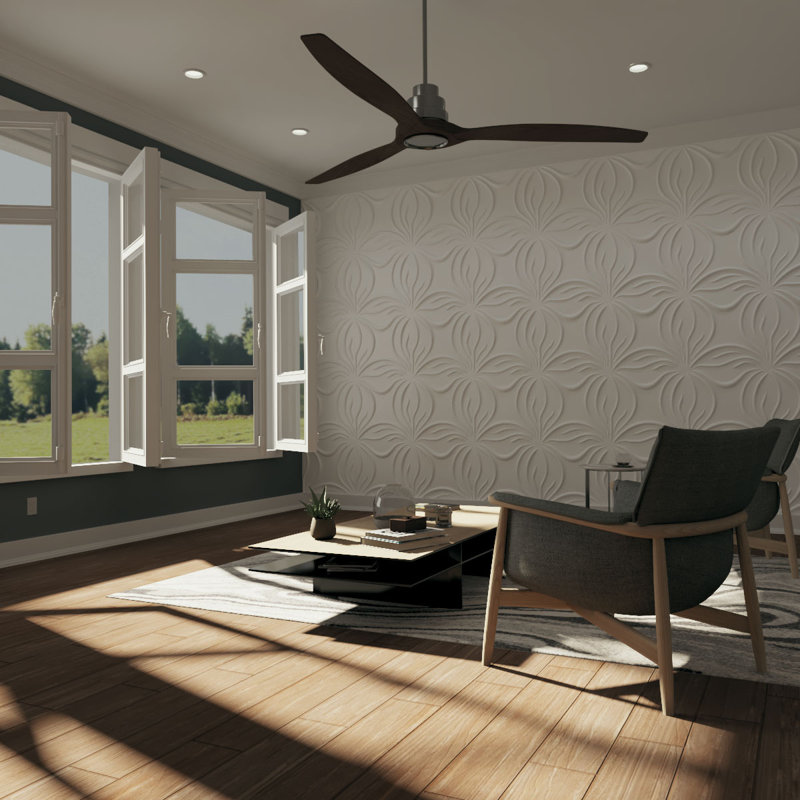 White Textured 3D PVC Wall Panels, 19.63" x 19.63", 50-Pack