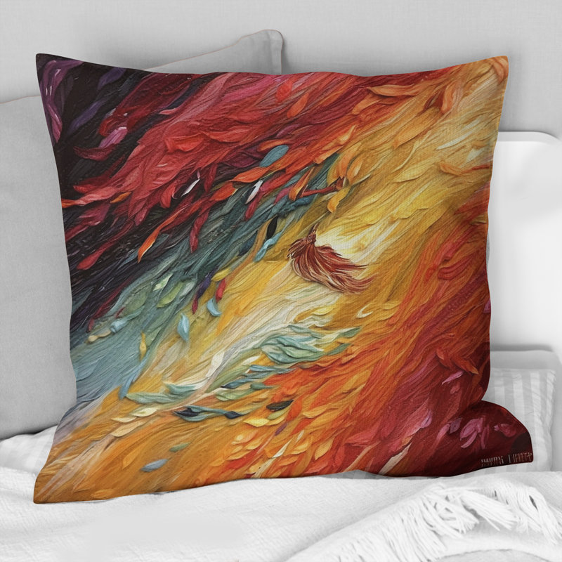 Coussin décoratif abstrait avec formes abstraites rouges et orange - formes abstraites