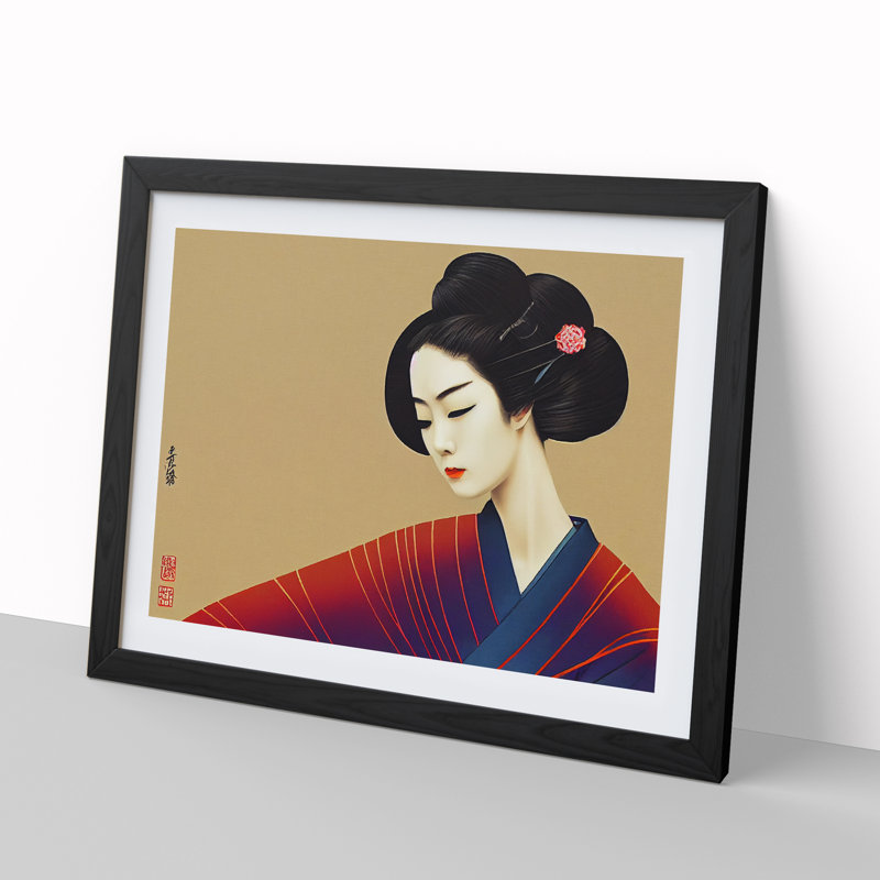 Victorious Geisha - Framed Print, Black, 46cm H x 64cm W x 2cm D