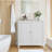 White Double Door Storage Cabinet, Mid-Century Modern Freestanding Buffet Cabinet, Bathroom Storage Cabinet with Silver Knobs for Living Room, Kitchen, Bathroom, Hallway