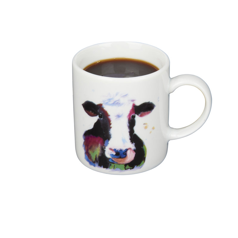 KitchenCraft 80ml Porcelain Watercolour Cow Espresso Cups