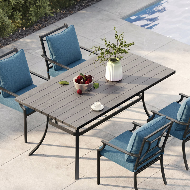 Chaise de patio avec coussin, Bleu paon
