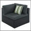 Ensemble de canapé d'extérieur en osier 7 pièces GO, canapé en rotin, avec coussins rayés verts, canapé conversation, pour patio, jardin, terrasse, osier noir, coussin gris