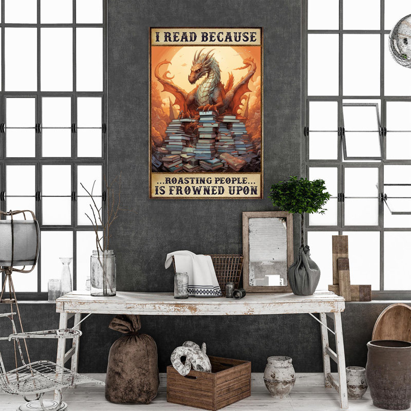 Impression sur toile, "I lecture parce que les gens rôtissent" - 1 pièce, H 14 po x l 11 po x P 1,25 po