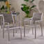 Chaise de salle à manger d'extérieur moderne en aluminium avec siège en faux bois (ensemble de 2), gris et argent