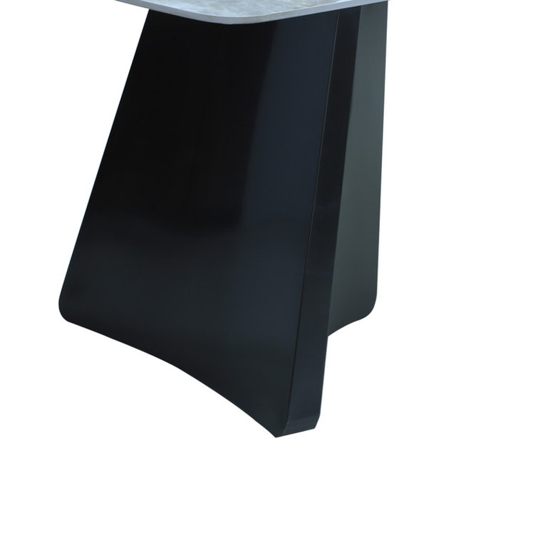 Luxury Rectangle Dining Table - Snow Mountain Durable Stone Surface with Gunmetal Base