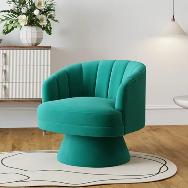 Fauteuil demi-tonneau pivotant en velours Murrow, Vert foncé