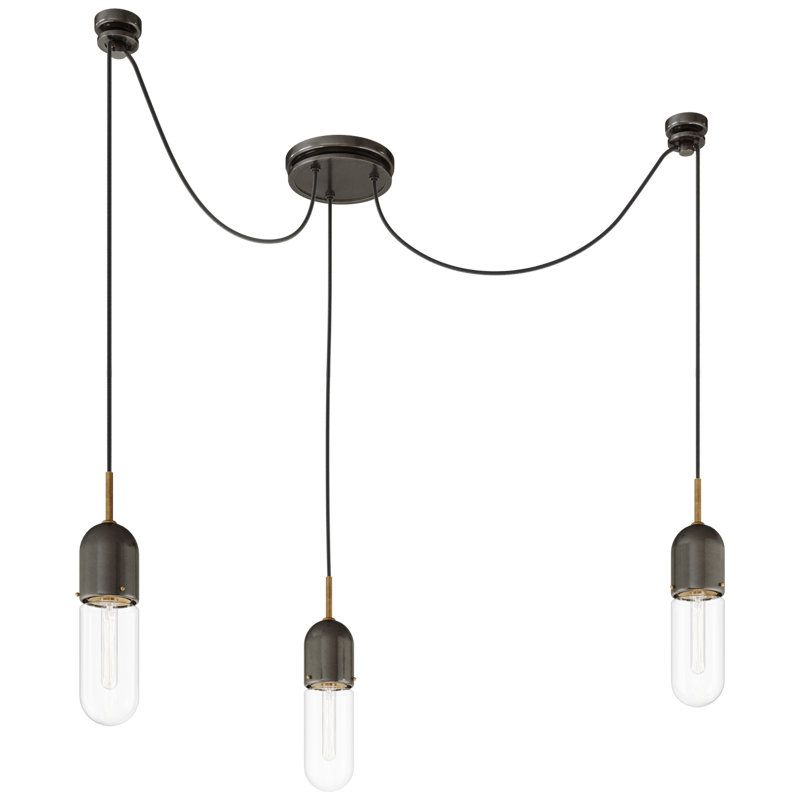 Junio 3 - Light Chandelier, Clear, Bronze/Brass