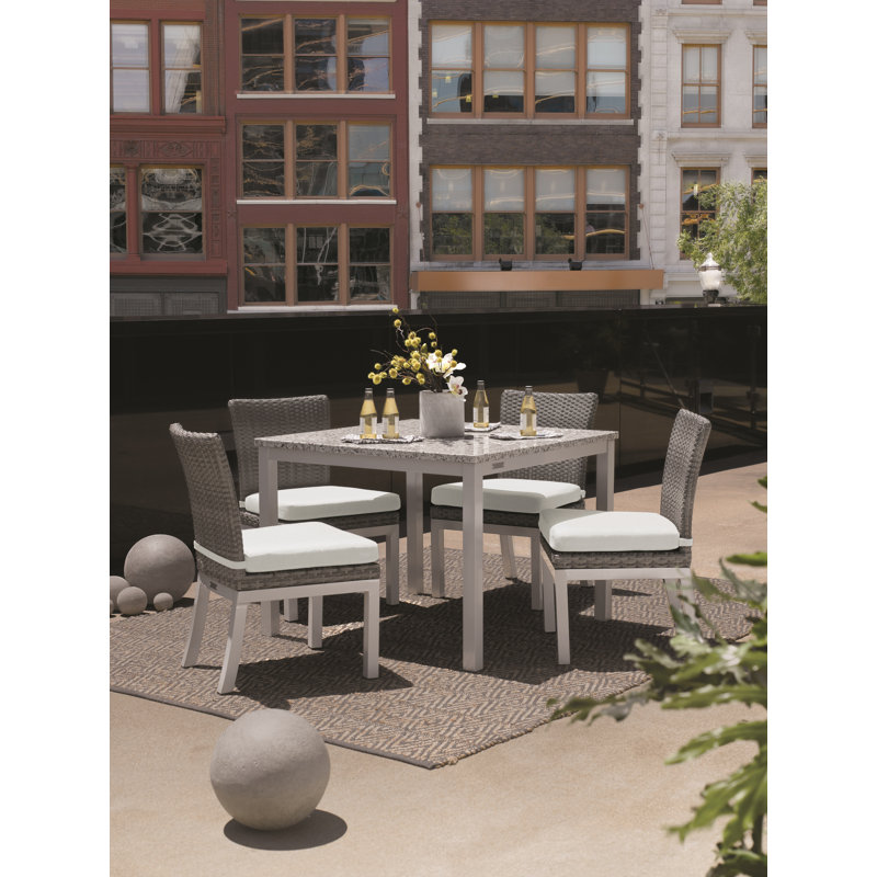 Travira Outdoor Square Dining Table, Tekwood Natural, Flint