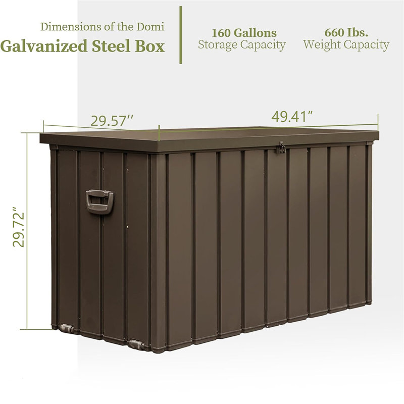 160 Gallon Outdoor Storage Deck Box Waterproof, Dark Brown