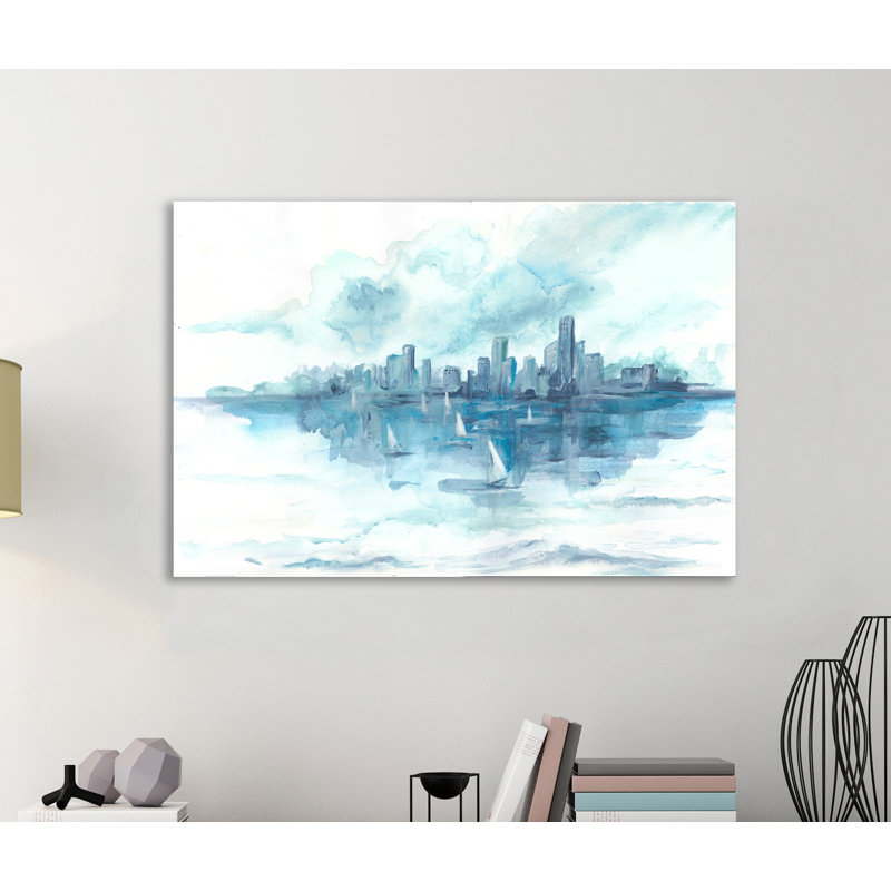 City Blues by Tre Sorelle Studios - Wrapped Canvas Painting, 25 cm H x 38 cm W