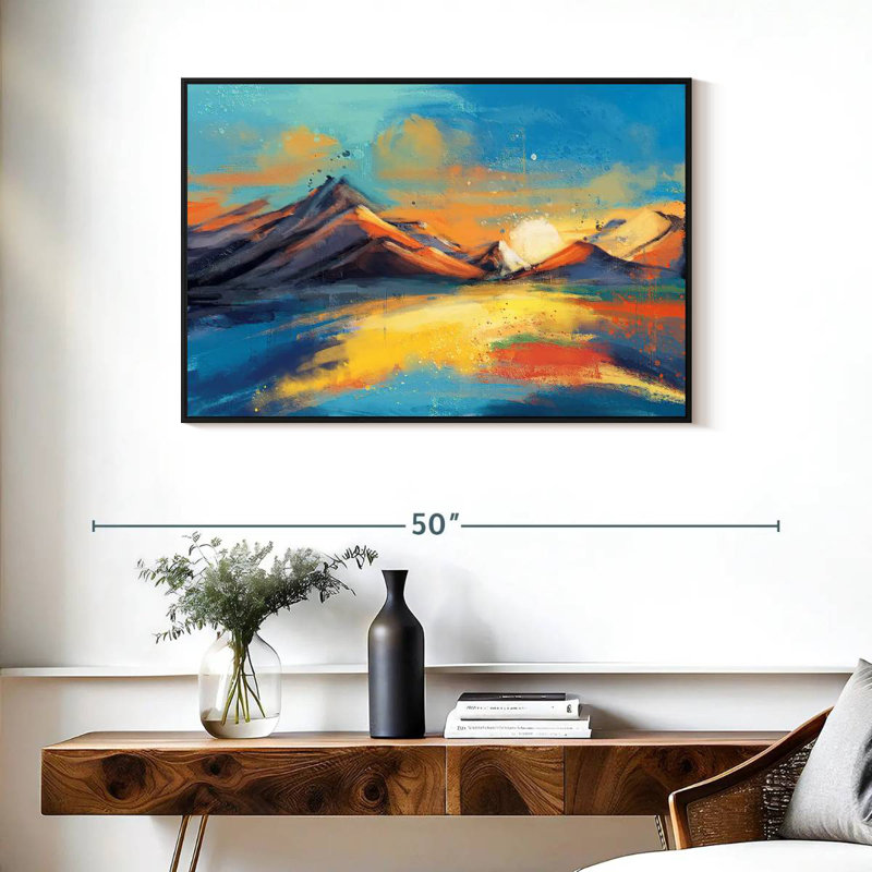 Coucher de soleil, paysage de Quenby, Cadre flottant noir, 37 po x 25 po