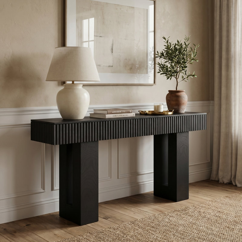 Console cannelée à pieds creux 63 po, Black