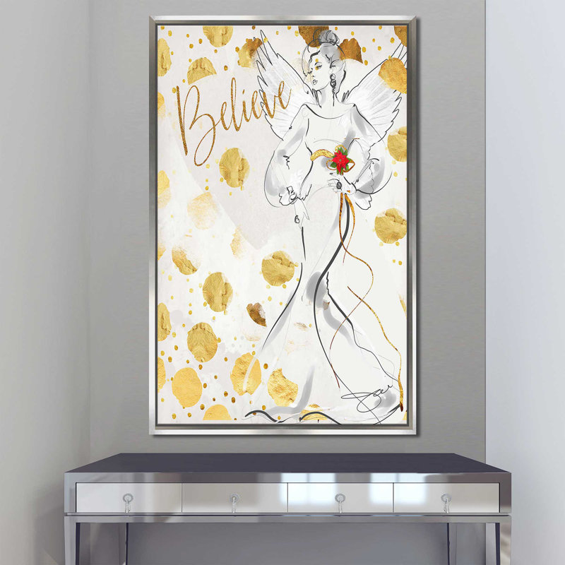 «Angel, Believe (Vertical)» par Jodi - impression, Cadre flottant argent, H 63,5 po x l 39,5 po x P 2 po
