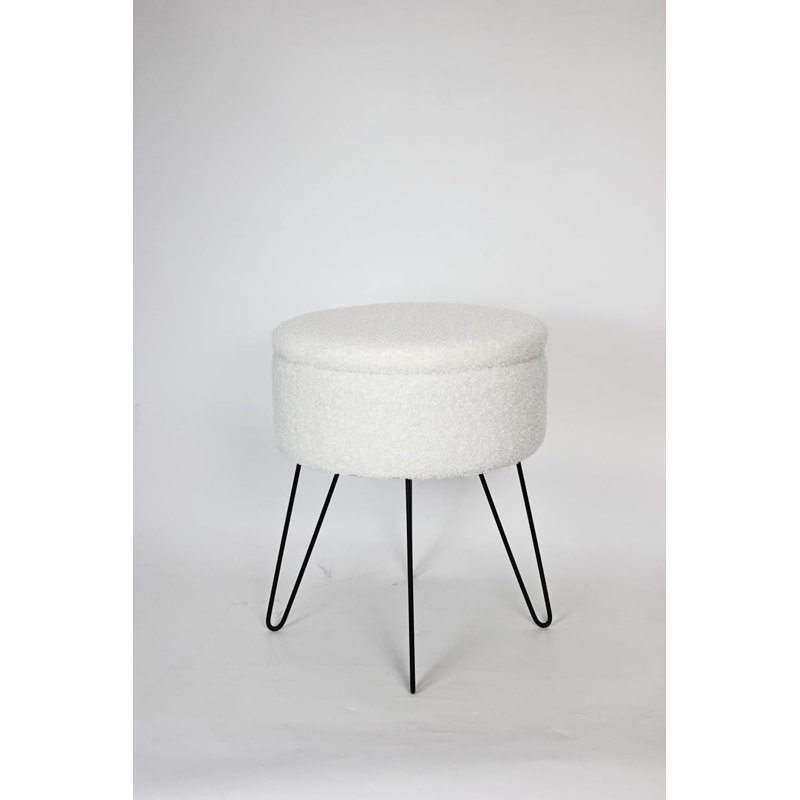 Polyester Accent Stool, OFF WHITE