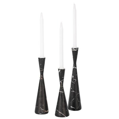 Marble Resin Candle Holders - 3 Taper Candlesticks for Home Decor, Table Centerpieces, Black -  Ivy Bronx, 7345C40DF1D349438F77A0AE5BEBC84A