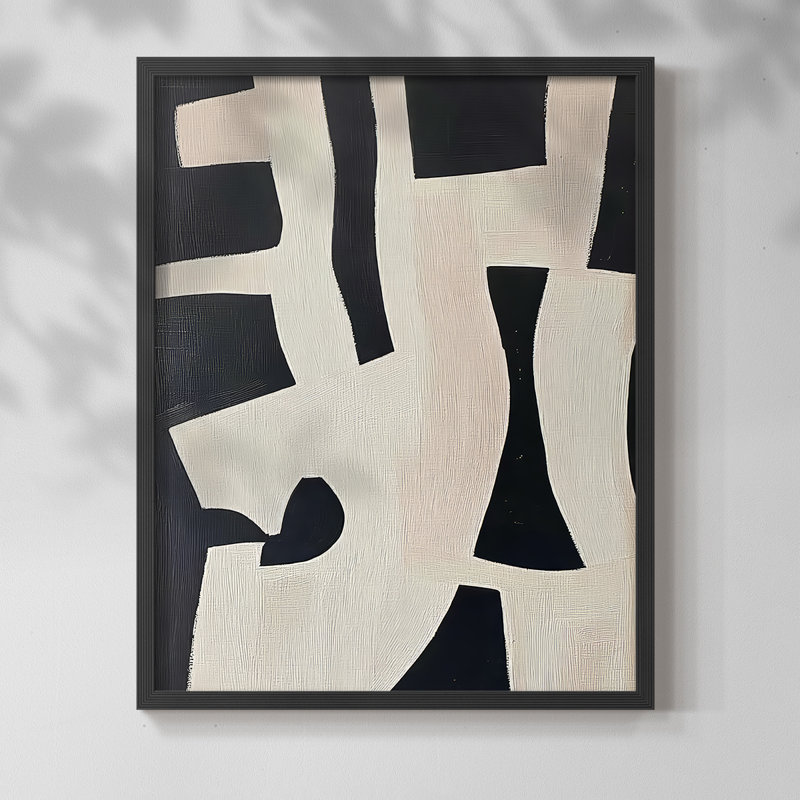 Série ABSTRACT DLxxxix - reproduction encadrée de qualité supérieure - prête à être accrochée - aucun clou requis, Noir
