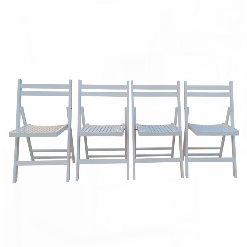 Furniture Slatted Wood Folding Special Event Chair, White