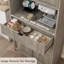 Armoire de cuisine moderne de 70 po de hauteur avec comptoir et station de charge - Huche de rangement cannelée autoportante avec 4 portes, tiroir et support