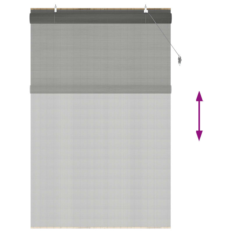 Bamboo Roller shade, Grey, 120 cm W x 220 cm L
