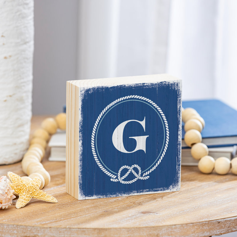 Coastal Wooden Plock Monogram Nautical 6" G