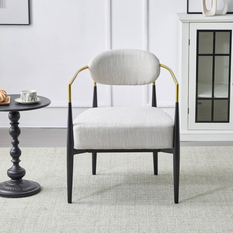 Fauteuil d'appoint rembourré Mid-Century, Noir / or