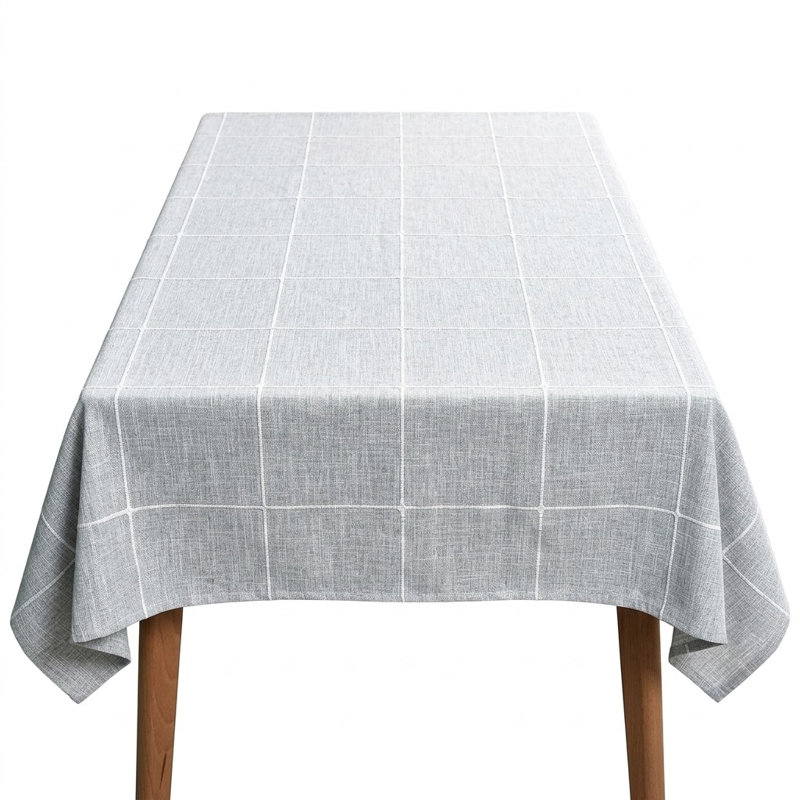 Heavy-Duty Grey Cotton Linen Rectangular Tablecloth