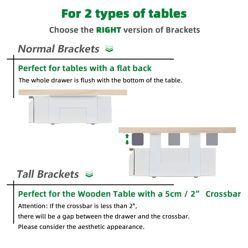 15.5cm H x 45cm W Desk, White