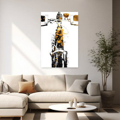 Art mural doré à bicyclette dorée