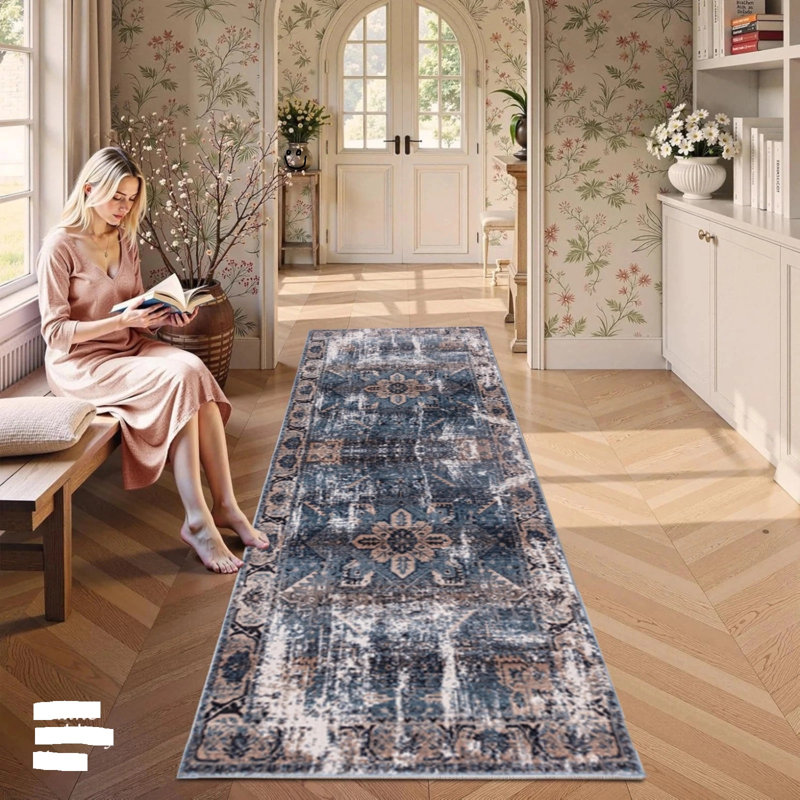 Runner Area Rug, Turqueise, Runner 60 x 220 cm