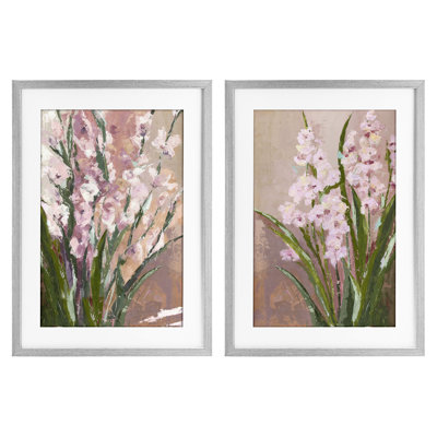 Ensemble de 2 impressions encadrées sous verre Fading Floral Radiance, design par Susan Pepe