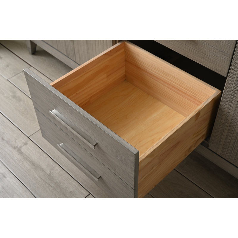 Meuble-lavabo double 72,5 po avec dosseret Maddison, Chêne brossé héritage