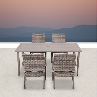 Alieyah Rectangular 4 - Person Aluminum Dining Set with Cushions