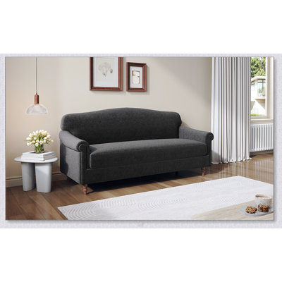 Elegant Chenille Upholstered 2-Seater Loveseat Sofa With Rolled Arms For Compact And Stylish Living Spaces