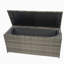 Boîte de rangement extérieure, boîtes de terrasse de patio en osier 113 gallons avec couvercle, rangement de coussins pour jouets d'enfants, oreillers, serviette en osier gris