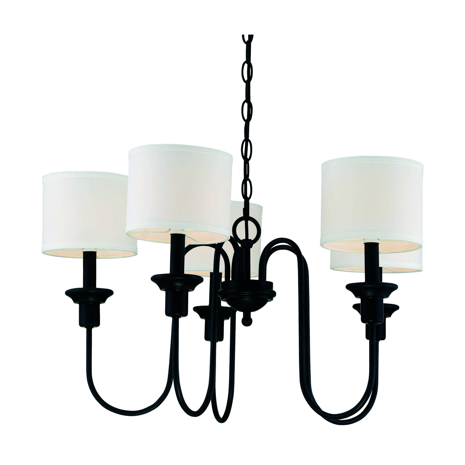 5 - Light Metal Dimmable Chandelier, Aged Iron