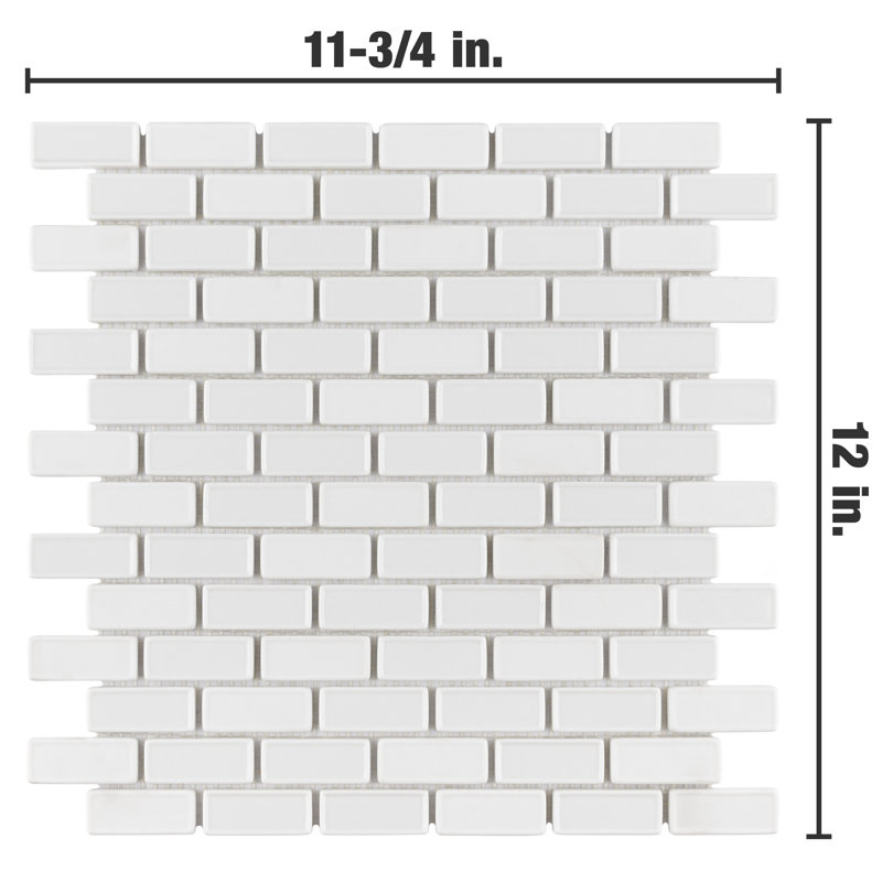 Expressions Recessed Subway White 11-3/4" x 12" Glass Mosaic Tile