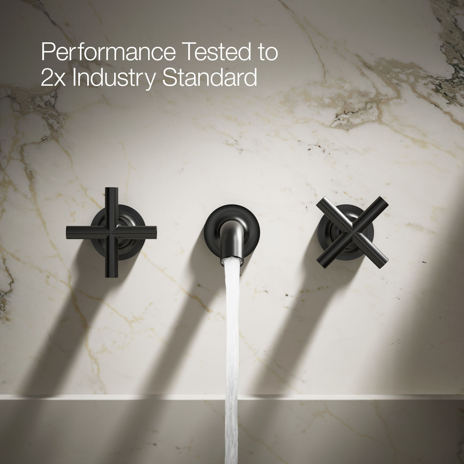 Purist Wall-Mounted Bathroom Faucet, Cross Handle, Matte Black