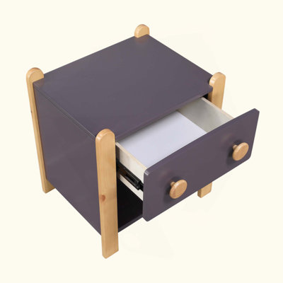 Table de chevet contemporaine bicolore avec tiroir lisse et étagère ouverte, meuble de chambre en bois, 1 pièce