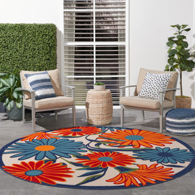 Tapis intérieur / extérieur multicolore à motif floral Alaris Aloha