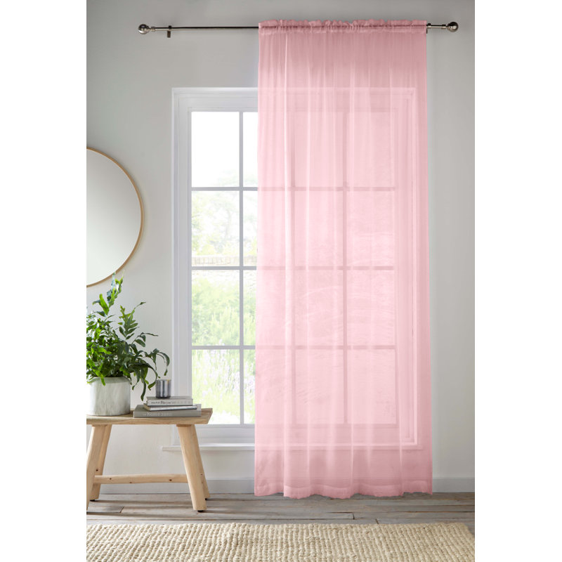 Morganne Sheer Curtain Single Panel, Pink, Width 145 x Drop 122 cm