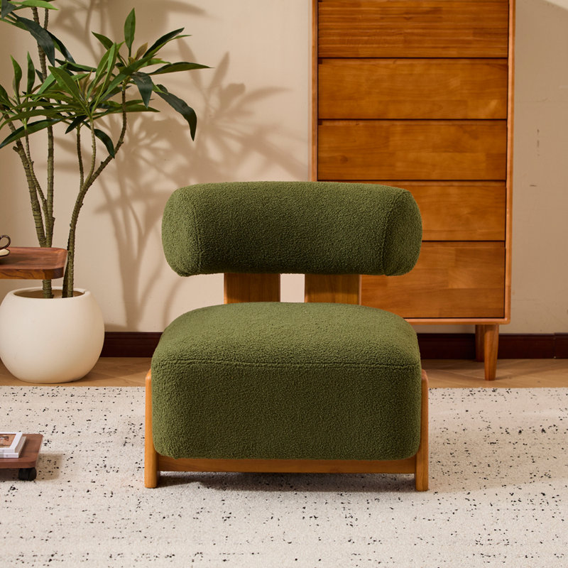 Méridienne moderne 27,25 "avec structure en bois massif et dossier roulé, revêtement Boucle doux et durable, Vert