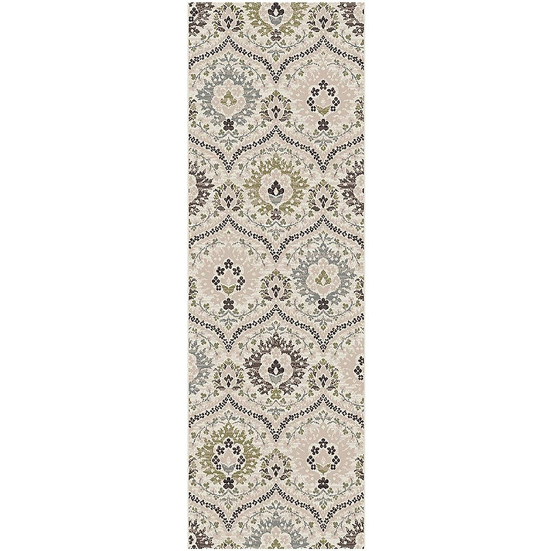Tapis de couloir brun / gris tissé à la machine Ikat 2 pi x 11 pi