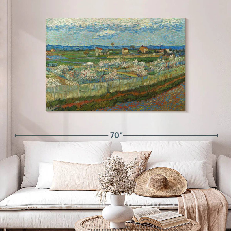 Pêche d'Alvord en fleur, H 32 po x l 48 po