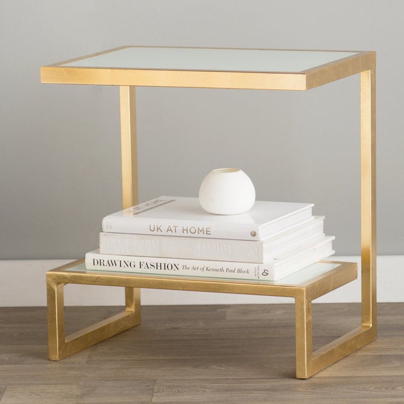 Huckleberry Sled End Table, White/Gold