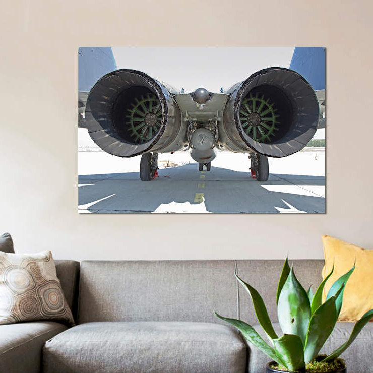 " View Of The RD-33 Engines On A Serbian Air Force MiG-29 Jet " by Anton Balakchiev, 12" H x 18" W x 1.5" D, Wrapped Canvas
