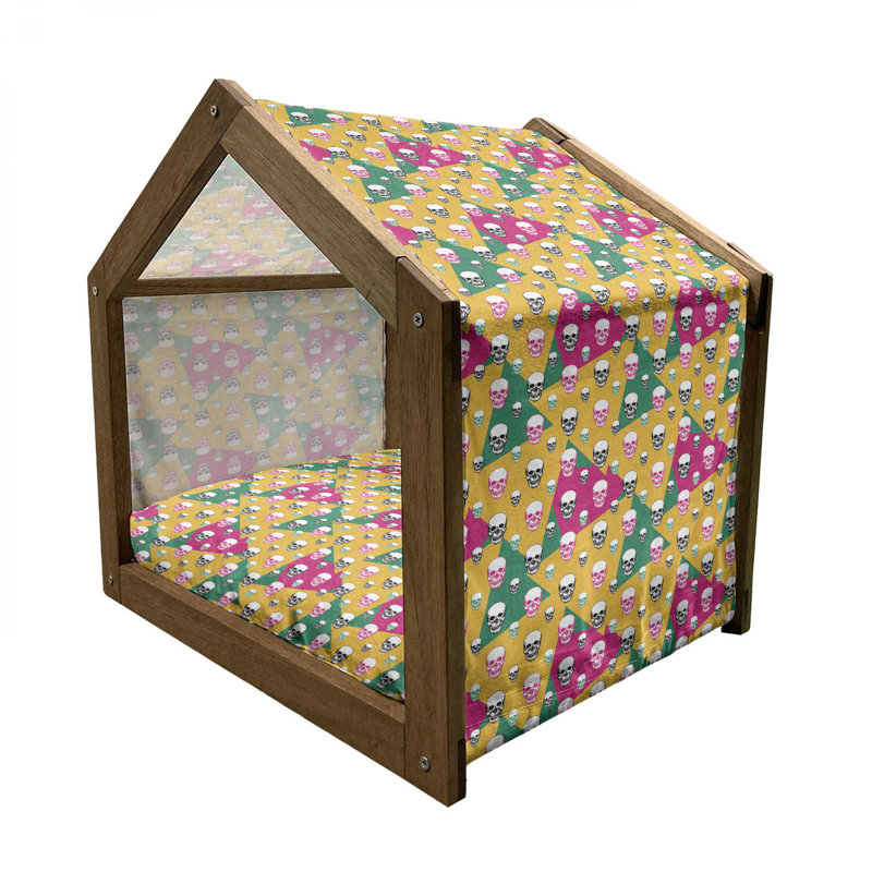 Niche pour chien en bois jaune, H 32,28 po x l 39,37 po x P 28,35 po