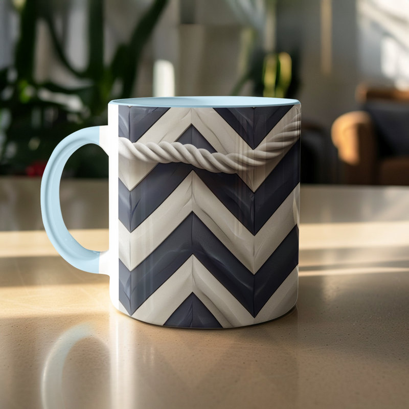Chevron 11oz Accent Coffee Mug, Light Blue