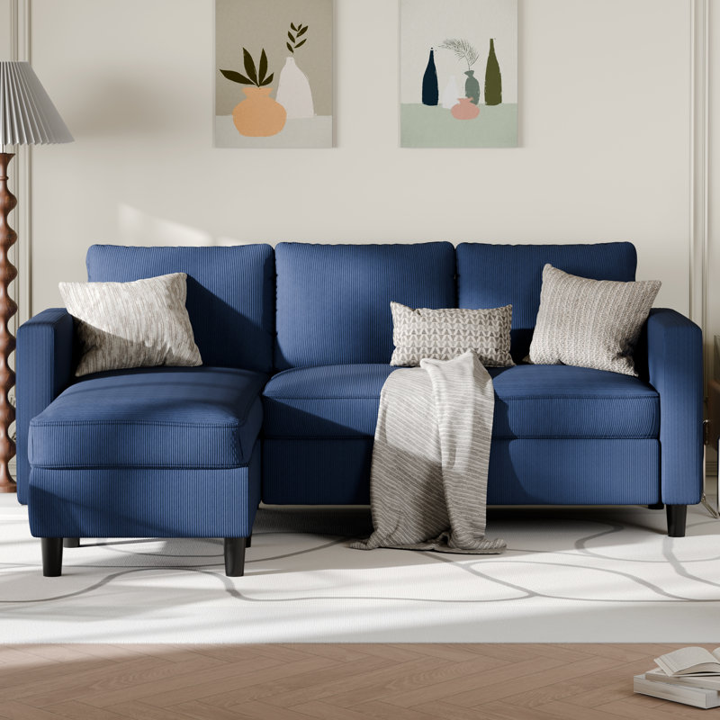 Canapé modulaire rembourré 73,6 po Coito, Velours côtelé bleu