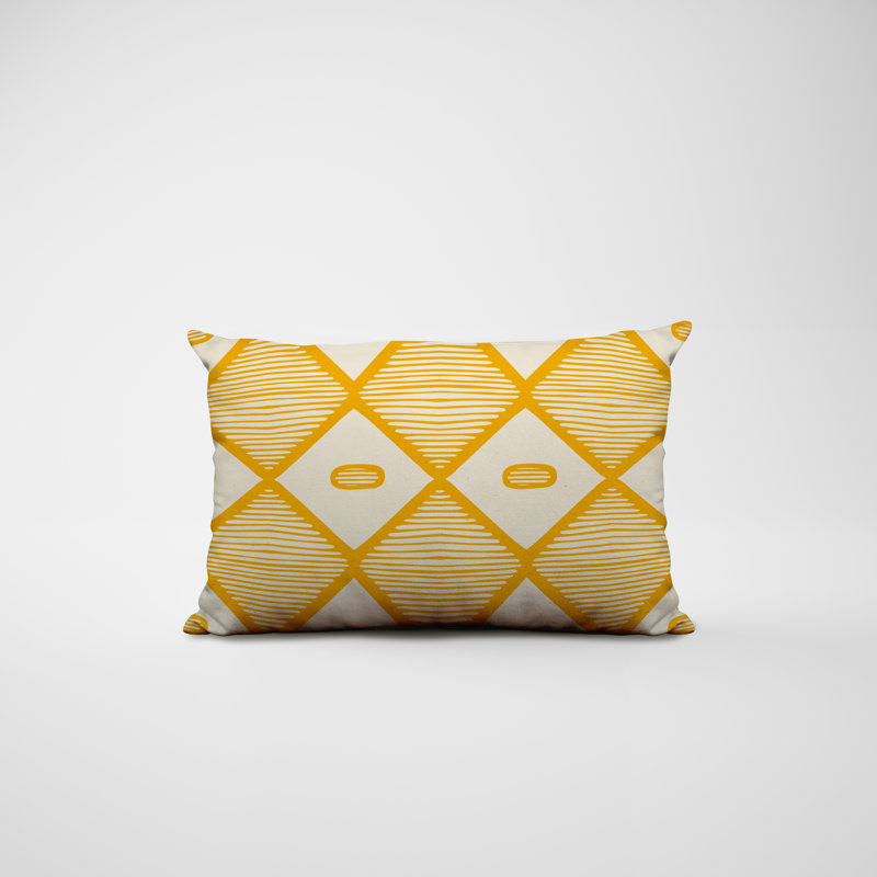 Polyester / Mélange de polyester Housse de coussin rectangulaire intérieure / extérieure lombaire et insert, Jaune